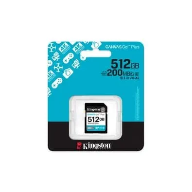 Cartão de memória Kingston, SDXC Canvas Go Plus, 512GB, Gen4, 200MB/s - SDG4/512GB