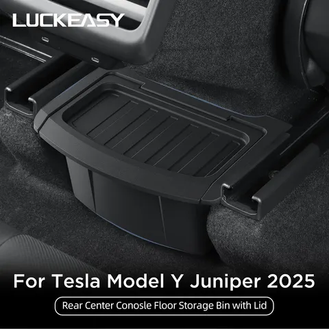 LUCKEASY para Tesla Model Y Juniper 2025 2026: Caixa Organizadora de Acessórios para Carro com Tampa, para Instalação Abaixo da Saída de Ar Traseira