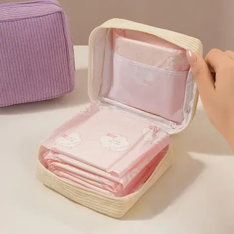 Bolsa de maquiagem de veludo fofa para mulheres, portátil, para viagem, pequena, bolsa de cosméticos, cor sólida, com zíper, bolsa de higiene pessoal, bolsa de armazenamento