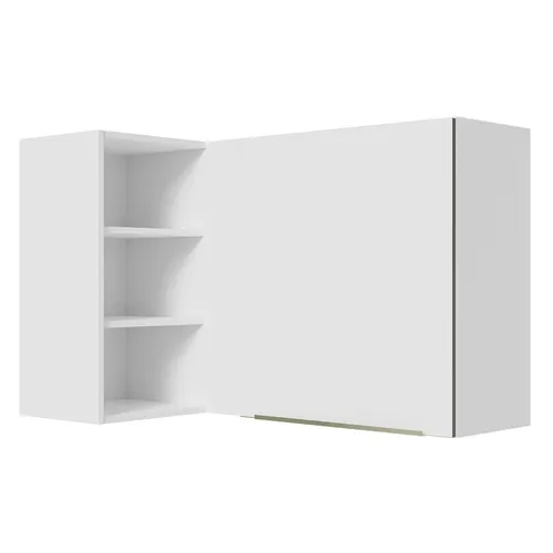 Armário Aéreo de Canto com Adega Acoplada Madesa Lux 1 Porta Branco/Branco Veludo