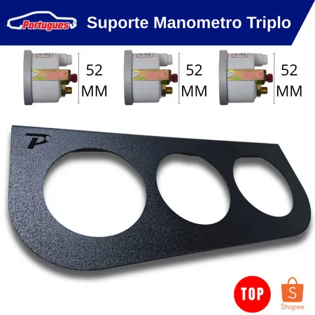 Suporte 3 Relógios Manometros 52mm Universal Pintura Eletrostatica texturizada