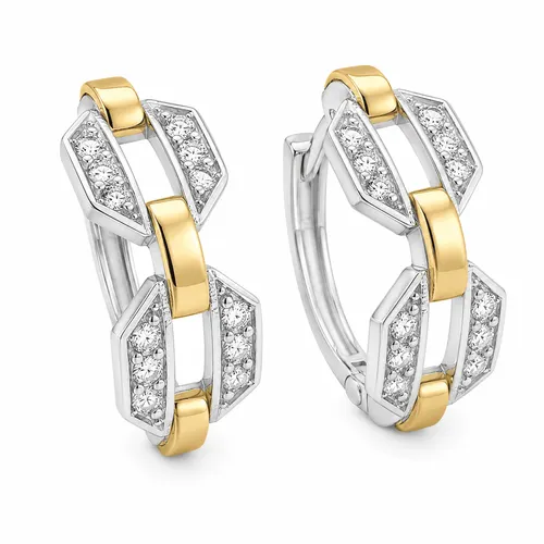 Brinco com Zircônias Banhado a Ouro 18K 1,7 cm em Prata 925