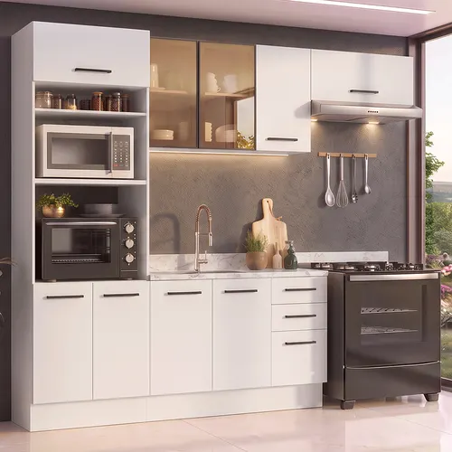 Armário de Cozinha Completa 270 cm Branco Agata Madesa 13