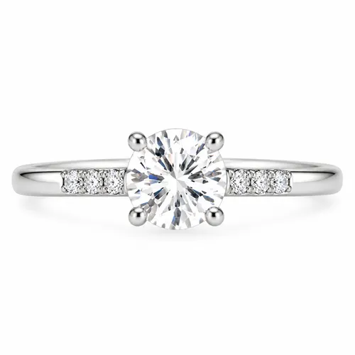 Anel Solitário Cravejado com Moissanite 5 mm em Prata