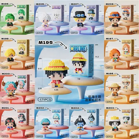 Novo conjunto de blocos de construção Sun God Nika Luffy, modelo 3D de anime, com figuras de Chopper e Ace, brinquedos de montagem em miniatura, ideal para oferecer de presente.