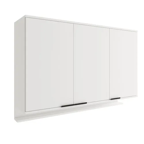 Armário Aéreo de Cozinha Miami 1200mm 3 Portas c/ Porta Temperos Carraro Branco