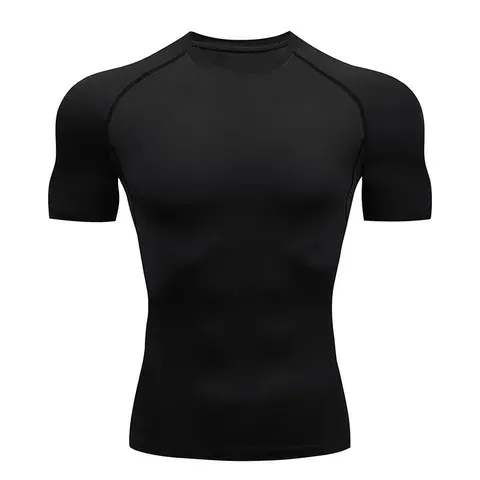 Homens correndo compressão camiseta de manga curta esporte t ginásio fitness moletom masculino jogging treino homme camisa atlética topos