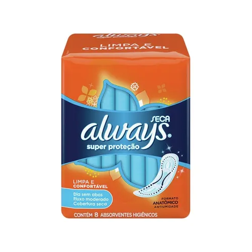 Absorvente Externo Super Proteção Seca sem Abas Anatômico Moderado Alw