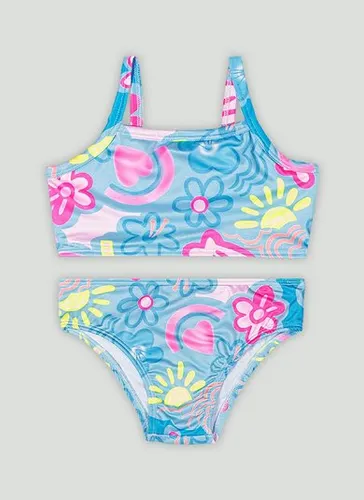 Conjunto de Biquíni com Top e Calcinha com Malha Sublimada com FPS+50 (Azul) Up Baby