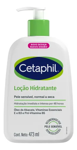 Cetaphil Loção Hidratante Corporal e Facial para Pele Sensível, Normal a Seca 473ml - Hidratação 48h
