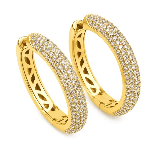 Brinco Argola Pavê com Diamantes em Ouro 18K