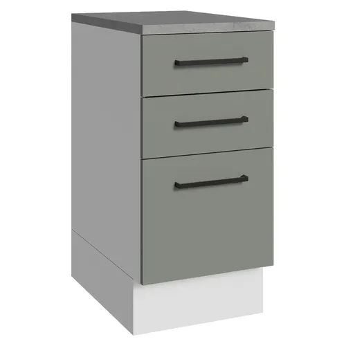 Balcão Madesa Agata 40 x 60 cm 3 Gavetas (Com Tampo) Branco/Cinza