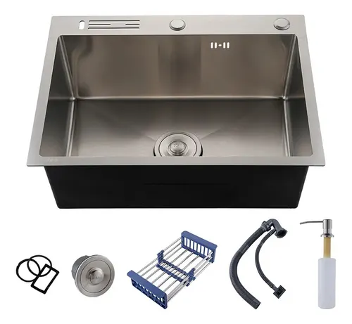 Cuba Pia Cozinha Gourmet Inox 304 Luxo 60x45x21cm Pia de Cozinha com Acessórios + Porta-facas Cor Acabamento Escovado Prata Winda