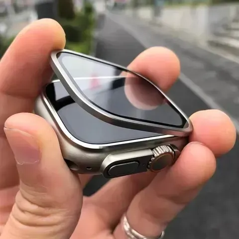 Vidro temperado para apple watch ultra 49mm, estrutura de metal de titânio, película anti-arranhões para série ultra 2, acessórios protetores de tela