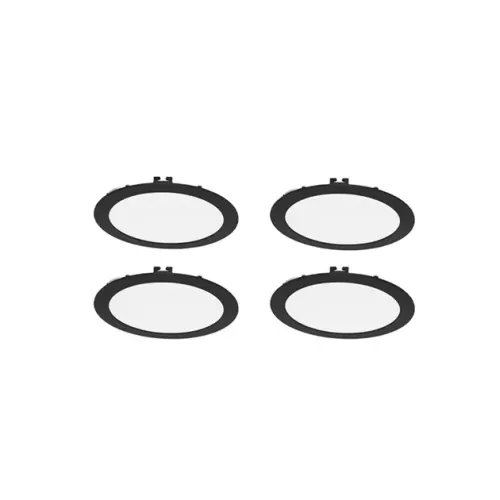Kit 4 Plafons LED Embutir Redondo 18W Preto Ø22,5cm