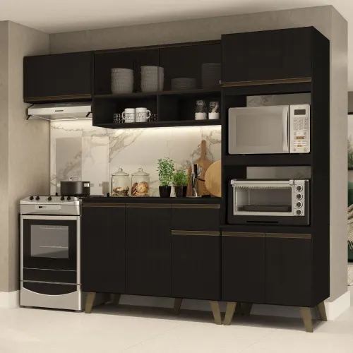 Armário de Cozinha Completa Atlanta Home Preto Touch
