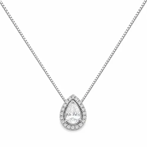 Colar Veneziana Gota com Zircônia 45 cm em Prata 925