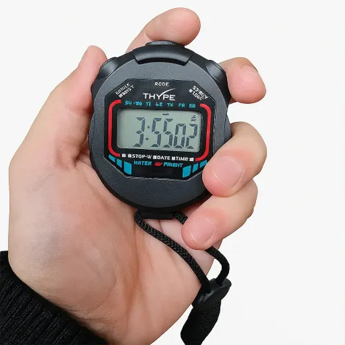 Cronômetro Digital de Mão THYPE Preto Alarme LED Resistente à Água Corrida