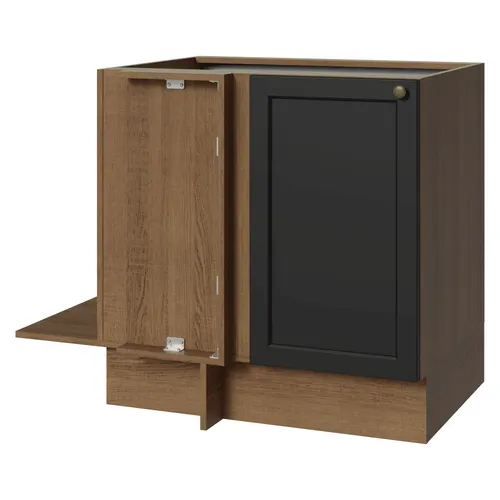 Balcão de Canto 1 Porta (Sem Tampo) Rustic/Preto Vik Madesa