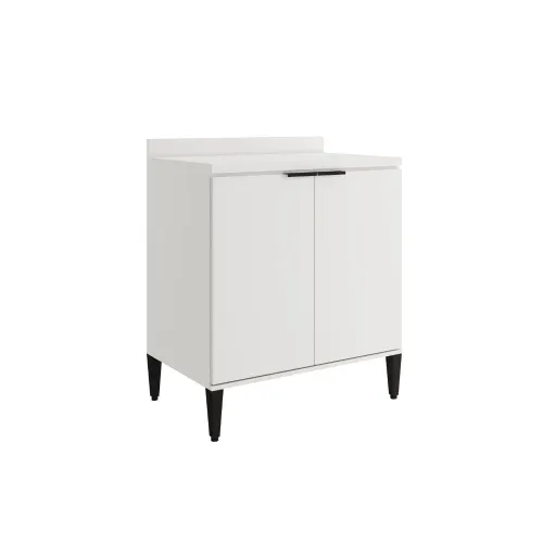 Balcão de Cozinha Miami 800mm 2 Portas com Tampo Carraro Branco