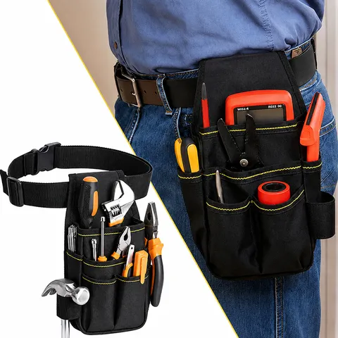 Bolsa de Ferramentas para Cintura com Clipe de Cinto, Organizador de Armazenamento de Ferramentas Mini para Eletricistas, Carpinteiros e Construtores