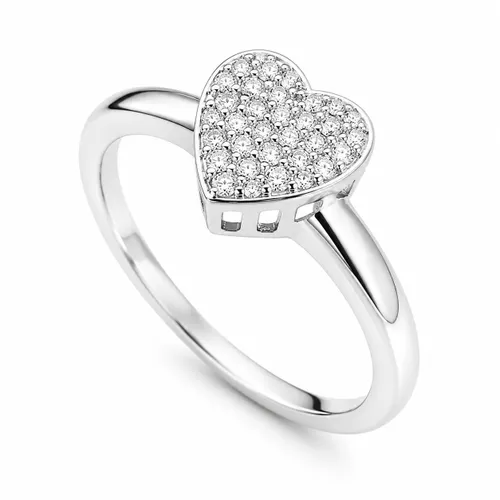 Anel Coração 8 mm com Zircônias Cravejadas em Prata 925