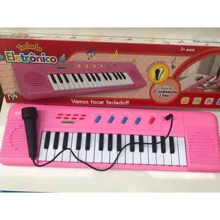 Piano Teclado Brinquedo Interativo Infantil Microfone Educativo Musical