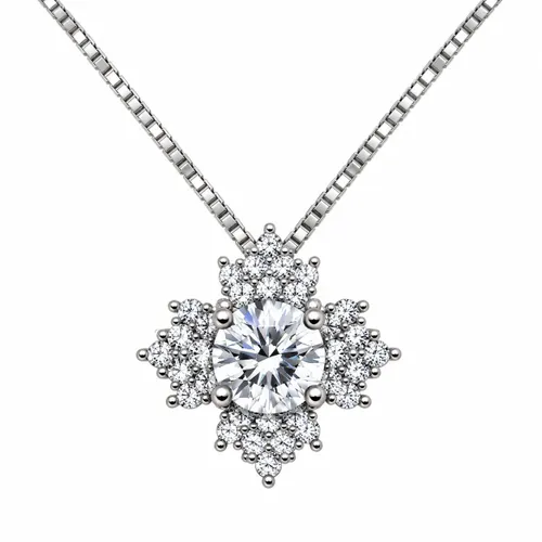Colar Flor 45 cm Cravejado com Zircônias em Prata