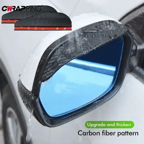 2 pçs espelho retrovisor do carro chuva sobrancelha de fibra carbono escudo chuva sombra protetor visão clara para acessórios espelho automóvel