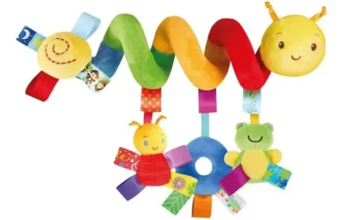 Móbile Centopeia Espiral Bebe Carrinho com Chocalho Diversao Cor Amarelo