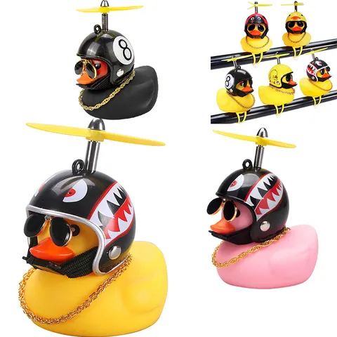 Pato do carro com capacete vento quebrado pingente pequeno pato amarelo bicicleta de estrada capacete do motor equitação ciclismo acessórios sem luzes