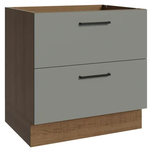 Balcão de Cozinha 80 x 60 cm 2 Gavetas (Sem Tampo) Rustic/Cinza Agata Madesa