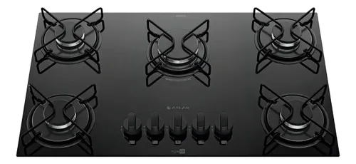 Cooktop 5 Bocas a Gás Atlas Agile Up Mega Chama Preto