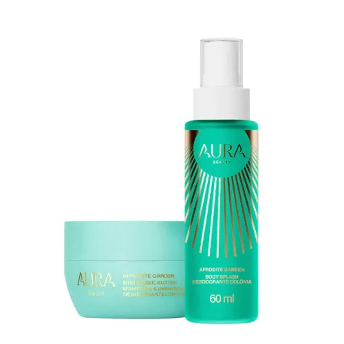 Kit Body Splash e Manteiga Corporal Afrodite Garden Aura Beauty 60ml E 50g