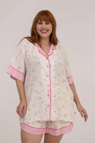 Camisa Manga Curta Estampa Hello Kitty Tulipas