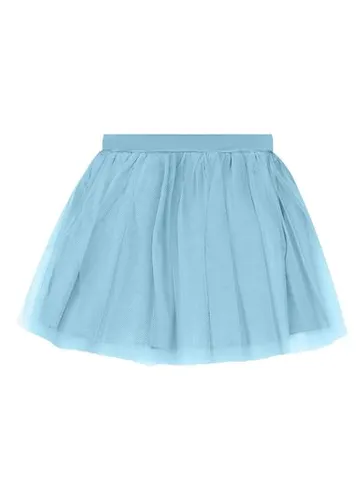 Saia Infantil em Tule com Forro e Rede de Cabelo Azul Claro