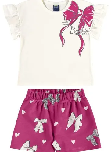 Conjunto Laços e Corações Infantil com Blusa e Short (Off White) Bee Loop