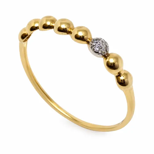 Anel Aparador com 8 Bolinhas E 1/2 Zircônias em Ouro 18K