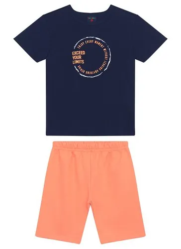 Conjunto Infantil com Camiseta Exceed Your Limits e Bermuda (Azul Marinho) Guloseima