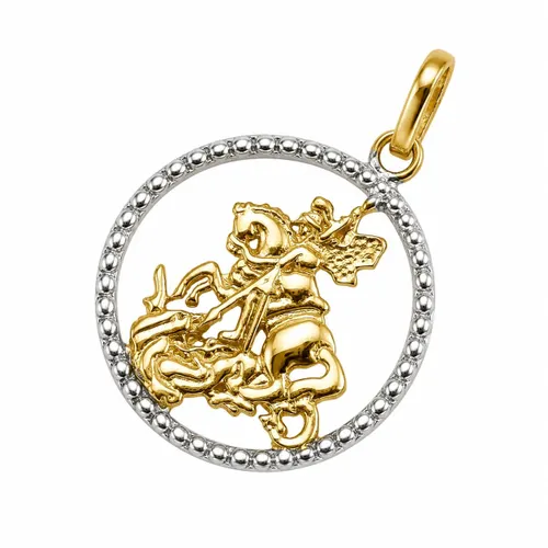 Pingente São Jorge 2,3 cm com Detalhes em Ouro Branco 18K