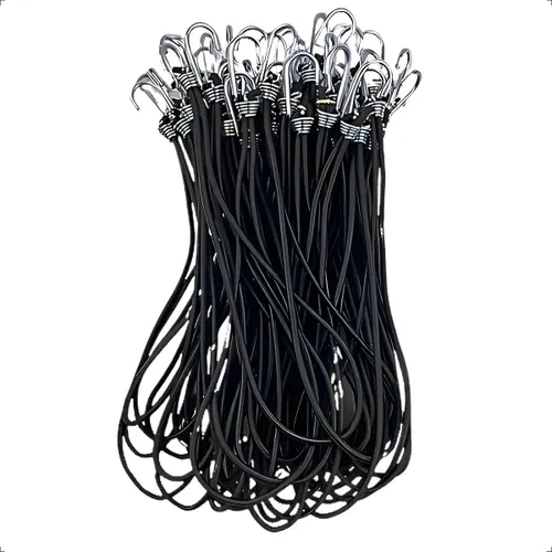 Kit 50 Extensor Elástico Fixador de Lona Caminhão 35cm Preto - Preto