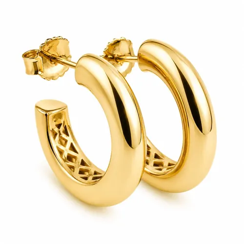 Brinco Meia Argola Abaulada 2 cm em Prata 925 Banhada a Ouro