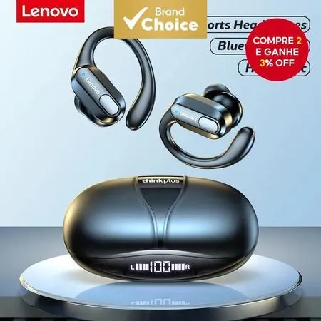 Fones de Ouvido Lenovo XT80 Esportivos sem Fio à Prova D'água com Display de Bateria LED Redução de Ruído Bluetooth 5.3 