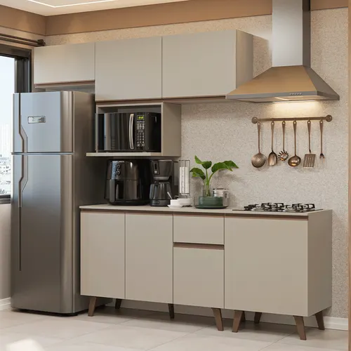 Armário de Cozinha Completa 240 cm Crema Nice Madesa 06