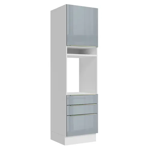 Torre Quente 60 x 60 cm 1 Porta 3 Gavetas Branco/Cinza Lux Madesa