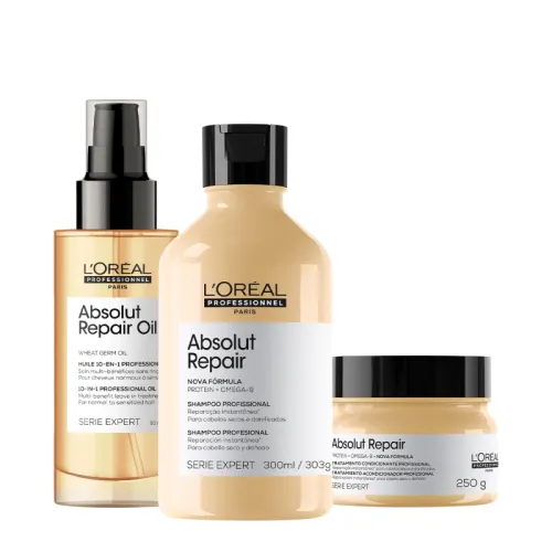 Kit L'Oréal Professionnel Serie Expert Absolut Repair Gold Quinoa Protein 3 Produtos
