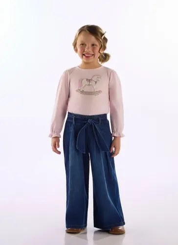 Blusa Infantil Menina em Meia Malha Rosa