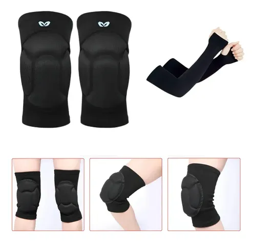 Joelheira Esportiva e Manguito Kit Vôlei Cor Preto Tamanho G