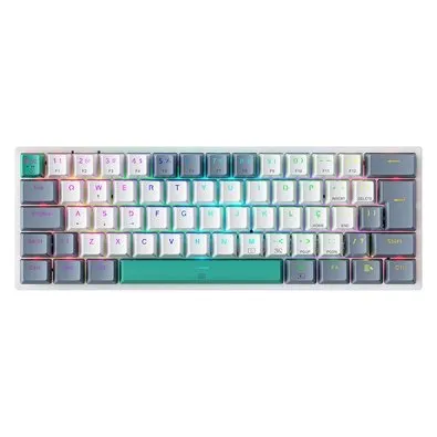 Teclado Mecânico Gamer Machenike K500-B61, RGB Switch Red, HotSwap, C/Fio, PT-BR, Branco e Cinza