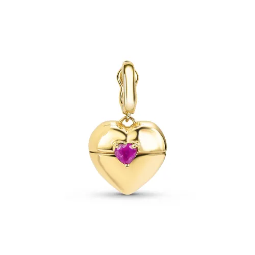 Pingente de 2 cm Coração com Rubi em Ouro 18K